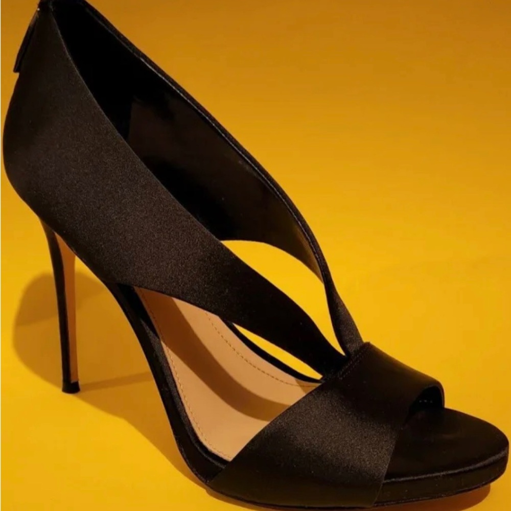 Vince Camuto Black Satin Formal Prom Heels